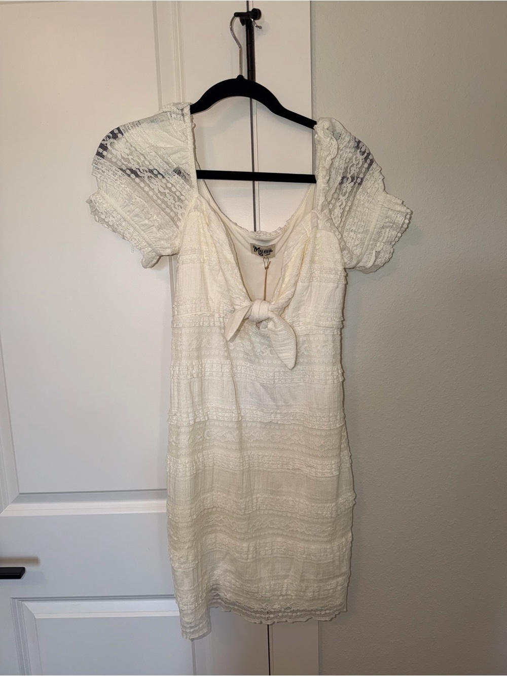 Show Me Your Mumu White Tie-Front Lace Mini Dress